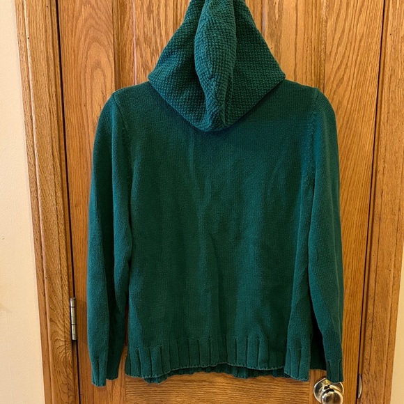 Christopher & Banks Emerald Green V-Neck Cable Knit Hoodie Sweater - Picture 9 of 11